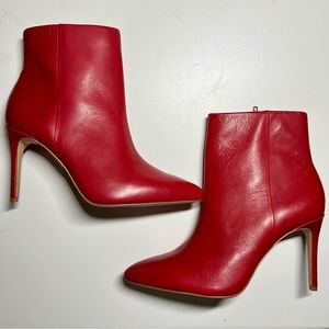 ALDO SKINNY HEEL ANKLE BOOT ROSE RED SIZE 7 USED GOOD CONDITION RETAIL $60
